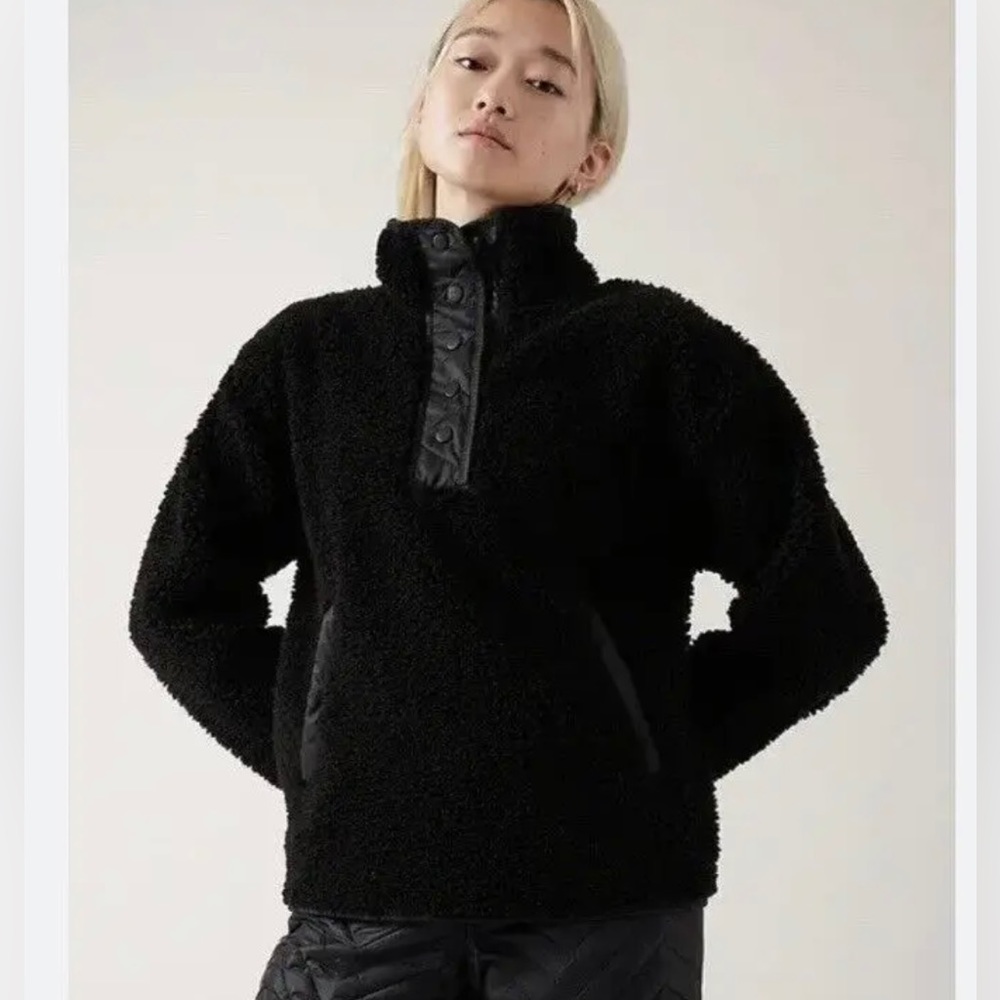 NEW! Athleta Cozy Sherpa Snap Sweatshirt - Medium